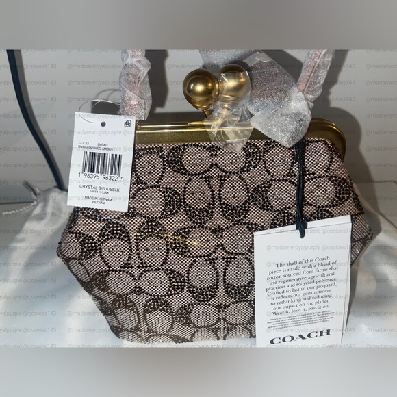 Coach Kisslock Small Frame Bag 16 In Crystal Signature Jacquard - Picture 6 of 8